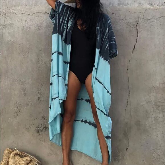 Maxi Kimono Swim Cover up Dress - Picture 3 of 6